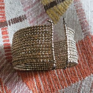 Silver beaded cuff bracelet